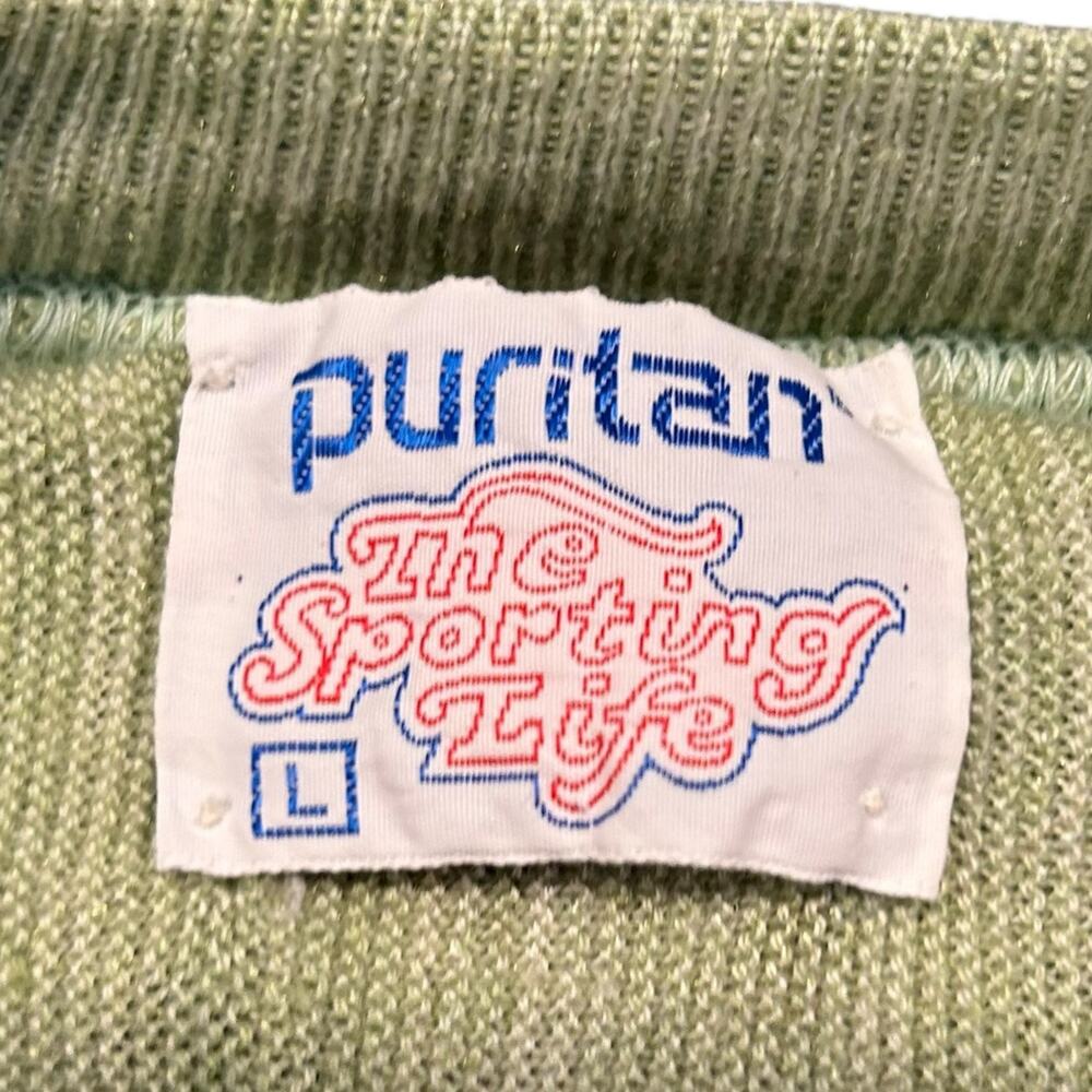 Puritan Vintage 80s Green V‑Neck Sweater Medium - Picture 4 of 11
